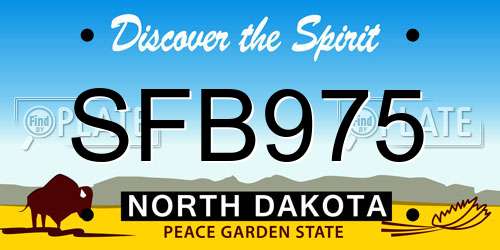 SFB975 North Dakota License Plate