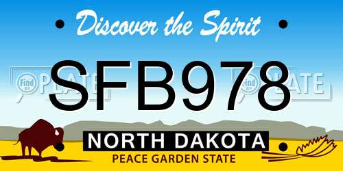 SFB978 North Dakota License Plate