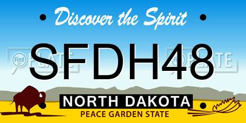 SFDH48 North Dakota License Plate