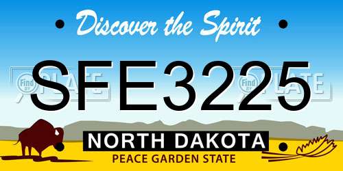 SFE3225 North Dakota License Plate