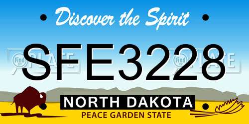 SFE3228 North Dakota License Plate