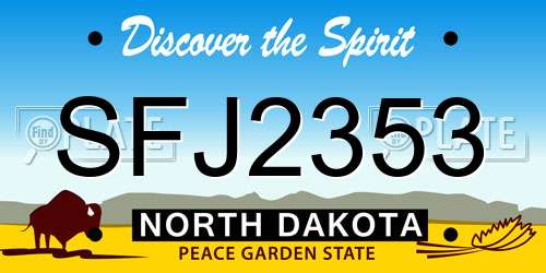 SFJ2353 North Dakota License Plate