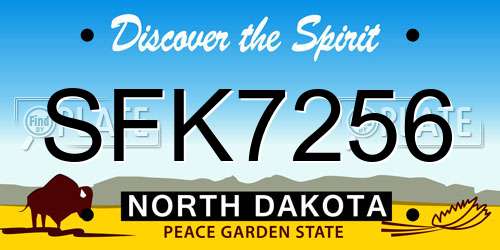 SFK7256 North Dakota License Plate