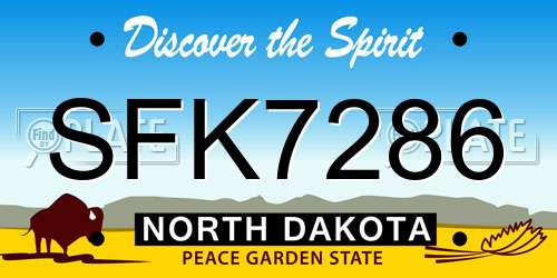 SFK7286 North Dakota License Plate