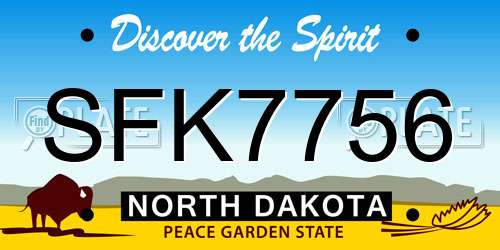 SFK7756 North Dakota License Plate