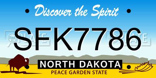 SFK7786 North Dakota License Plate