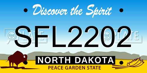 SFL2202 North Dakota License Plate