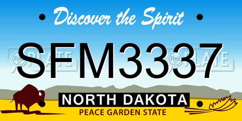 SFM3337 North Dakota License Plate