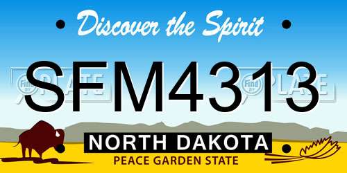 SFM4313 North Dakota License Plate