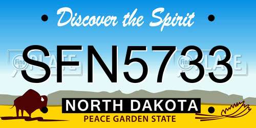 SFN5733 North Dakota License Plate