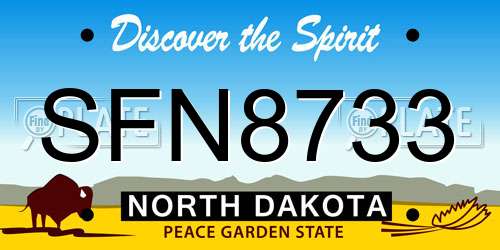 SFN8733 North Dakota License Plate