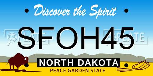 SFOH45 North Dakota License Plate