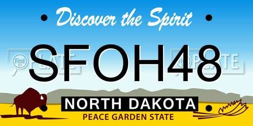 SFOH48 North Dakota License Plate