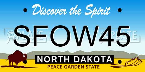 SFOW45 North Dakota License Plate