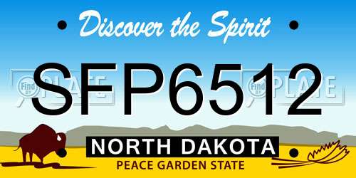 SFP6512 North Dakota License Plate