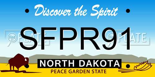 SFPR91 North Dakota License Plate