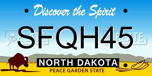 SFQH45 North Dakota License Plate