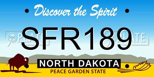 SFR189 North Dakota License Plate