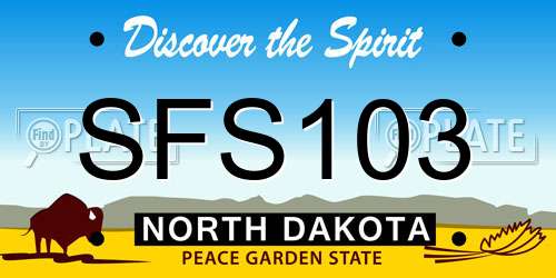 SFS103 North Dakota License Plate