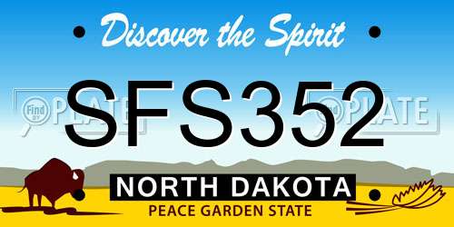 SFS352 North Dakota License Plate
