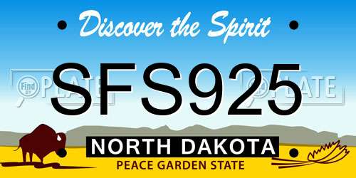 SFS925 North Dakota License Plate