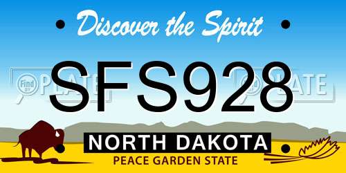 SFS928 North Dakota License Plate