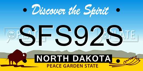 SFS92S North Dakota License Plate