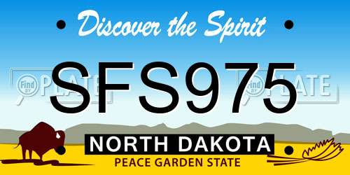 SFS975 North Dakota License Plate