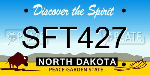SFT427 North Dakota License Plate
