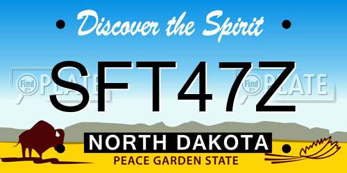 SFT47Z North Dakota License Plate