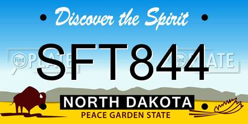 SFT844 North Dakota License Plate