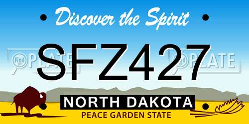 SFZ427 North Dakota License Plate