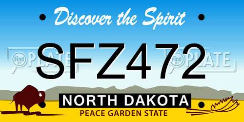 SFZ472 North Dakota License Plate