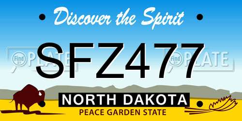 SFZ477 North Dakota License Plate