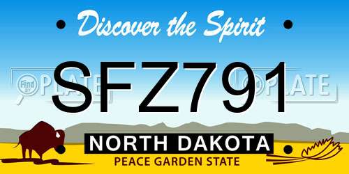 SFZ791 North Dakota License Plate