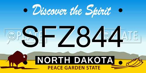 SFZ844 North Dakota License Plate