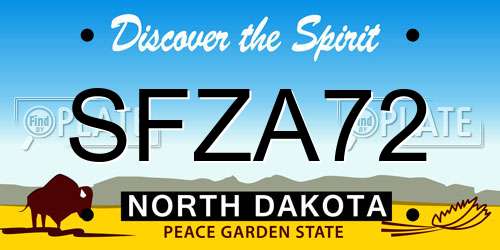 SFZA72 North Dakota License Plate