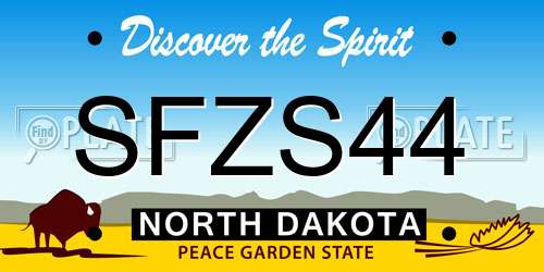 SFZS44 North Dakota License Plate
