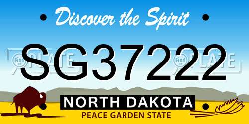 SG37222 North Dakota License Plate