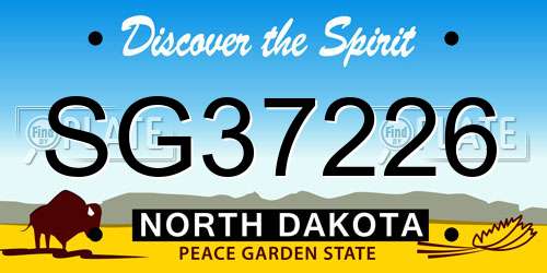 SG37226 North Dakota License Plate