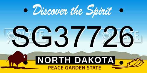SG37726 North Dakota License Plate