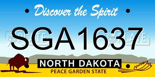 SGA1637 North Dakota License Plate