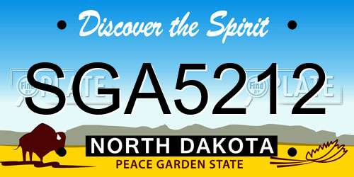 SGA5212 North Dakota License Plate