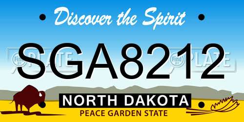 SGA8212 North Dakota License Plate