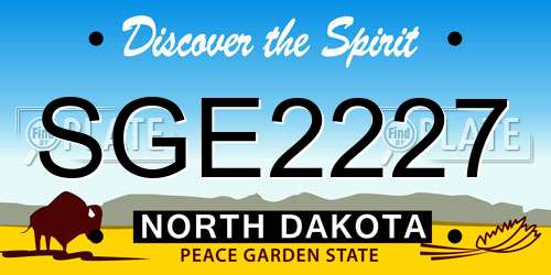 SGE2227 North Dakota License Plate