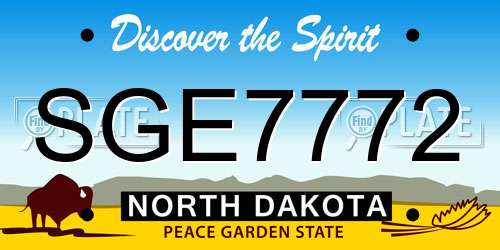 SGE7772 North Dakota License Plate
