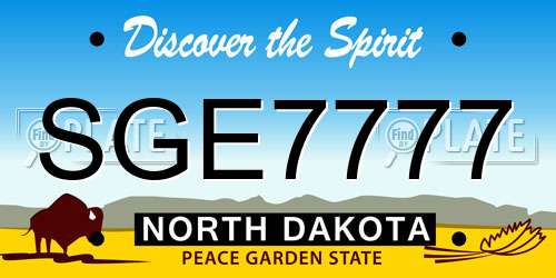 SGE7777 North Dakota License Plate