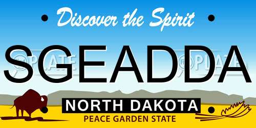 SGEADDA North Dakota License Plate