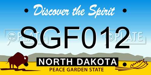 SGF012 North Dakota License Plate