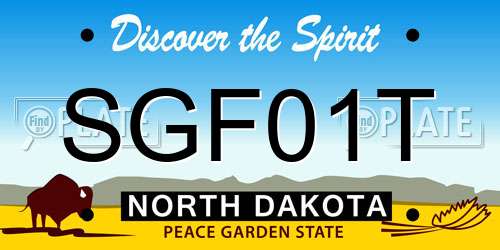 SGF01T North Dakota License Plate
